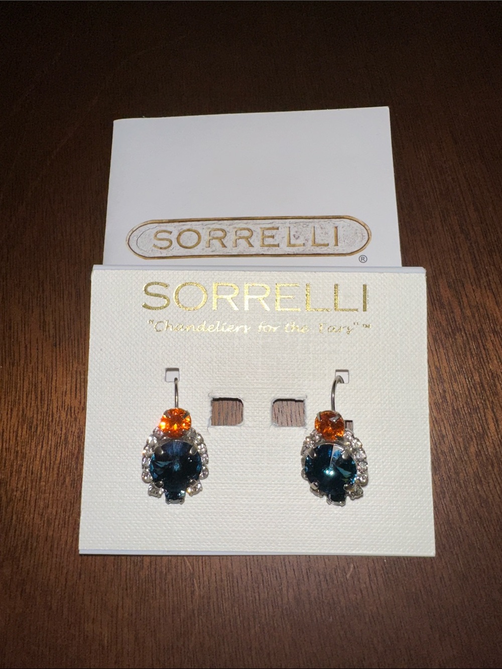 Sorrelli Blue and Orange Crystal Drop Earrings